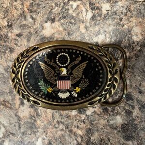 Vintage Heritage Brass Oval Eagle Belt Buckle